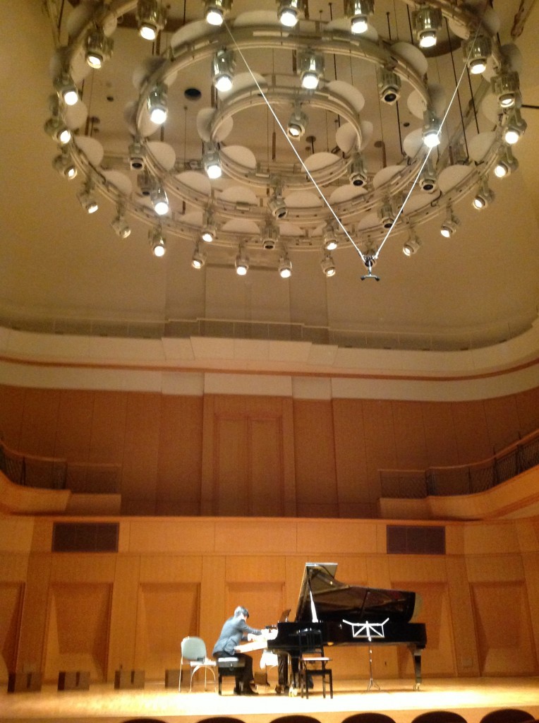 Piano getting tuned by a wonderful technician before the concert at Shirakawa Hall in Nagoya